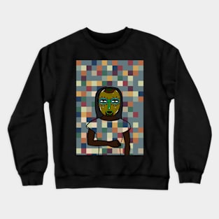 Dan NFT - FemaleMask with AfricanEye Color and GreenSkin on TeePublic Crewneck Sweatshirt